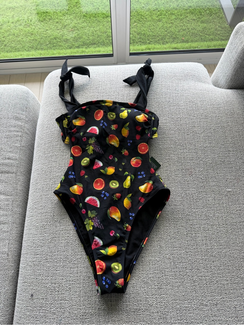 wild fable Black One-Piece Swimsuit with Bright Fruit Print
